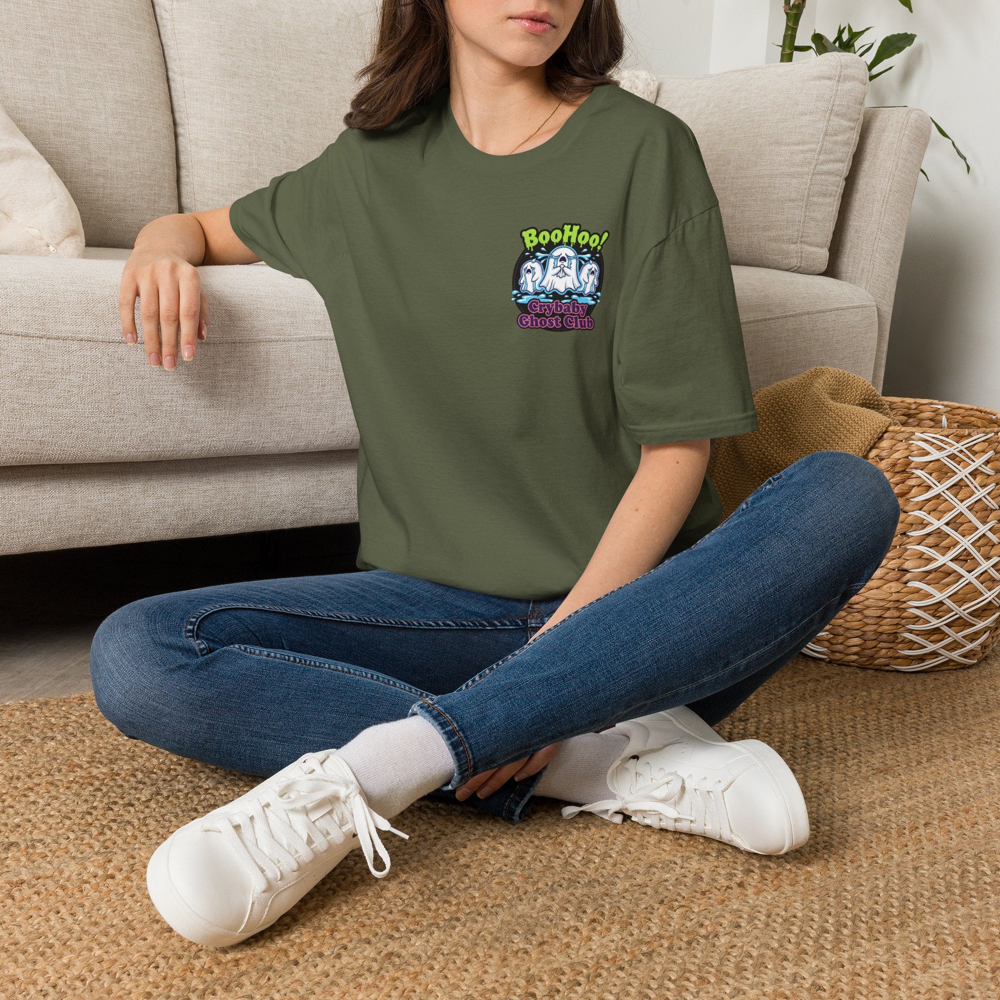 Ghost Club Tee — "BooHoo!" Haunted Crew Graphic T-Shirt