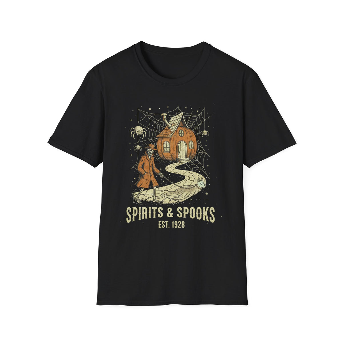 Halloween Pumpkin House T-Shirt — "Spirits & Spooks" Vintage Haunted Tee