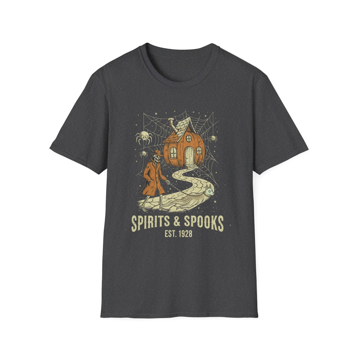 Halloween Pumpkin House T-Shirt — "Spirits & Spooks" Vintage Haunted Tee
