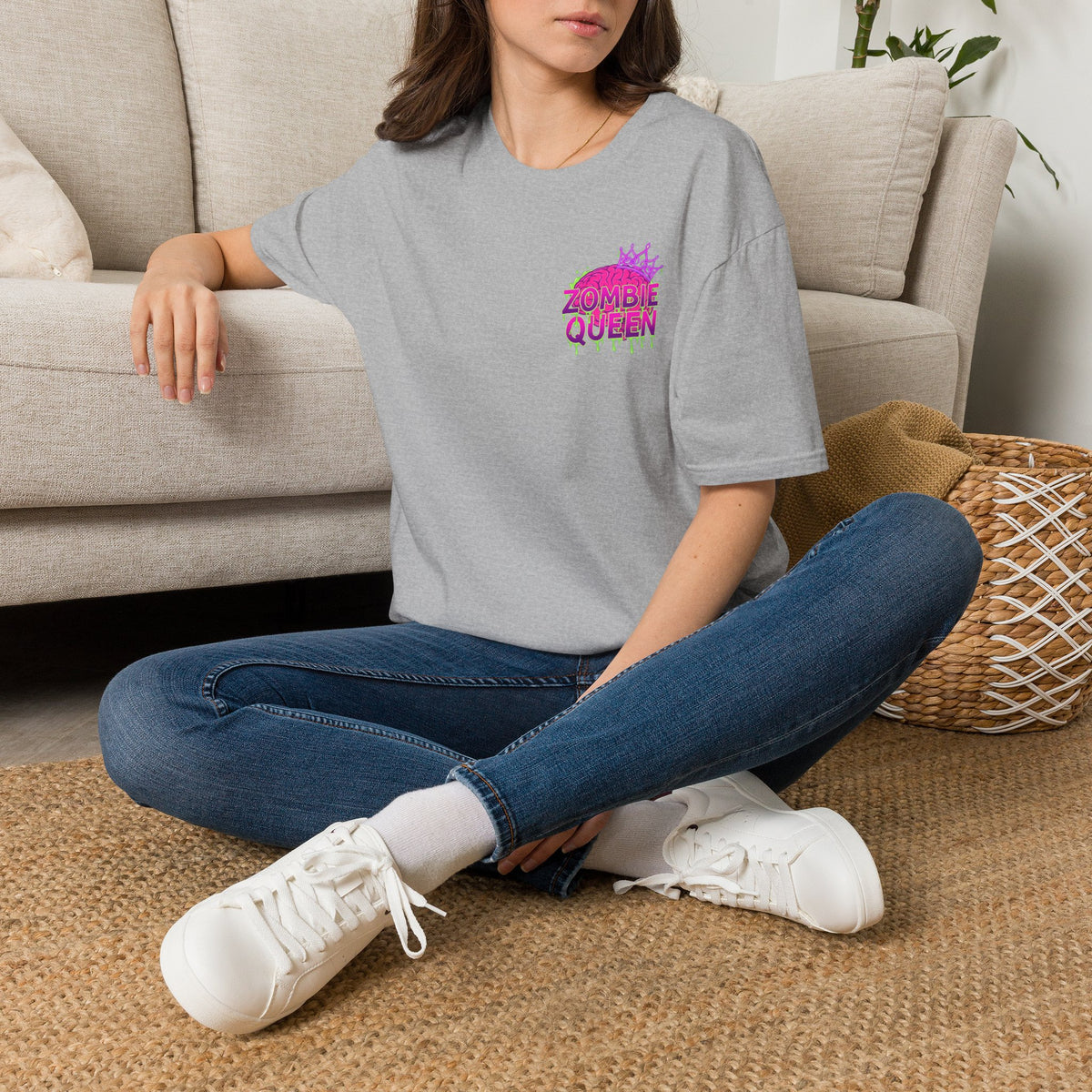 Zombie Queen T-Shirt — Neon Pink Drip Graphic Tee for Halloween & Horror Fans