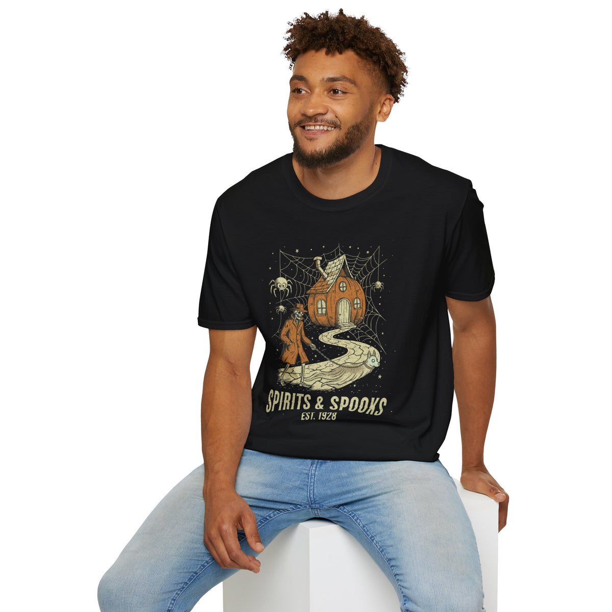 Halloween Pumpkin House T-Shirt — "Spirits & Spooks" Vintage Haunted Tee