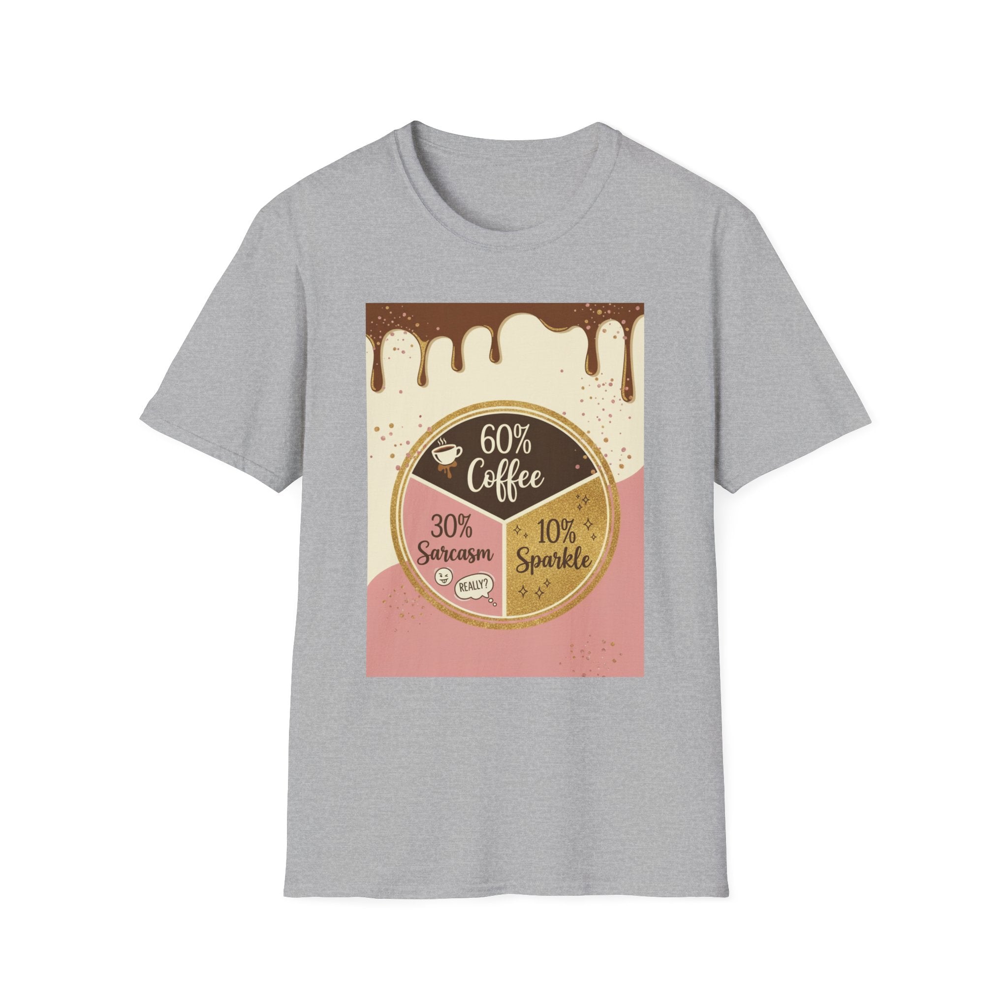 Coffee Pie Chart T‑Shirt — 60% Coffee, 30% Sarcasm, 10% Sparkle Graphic Tee