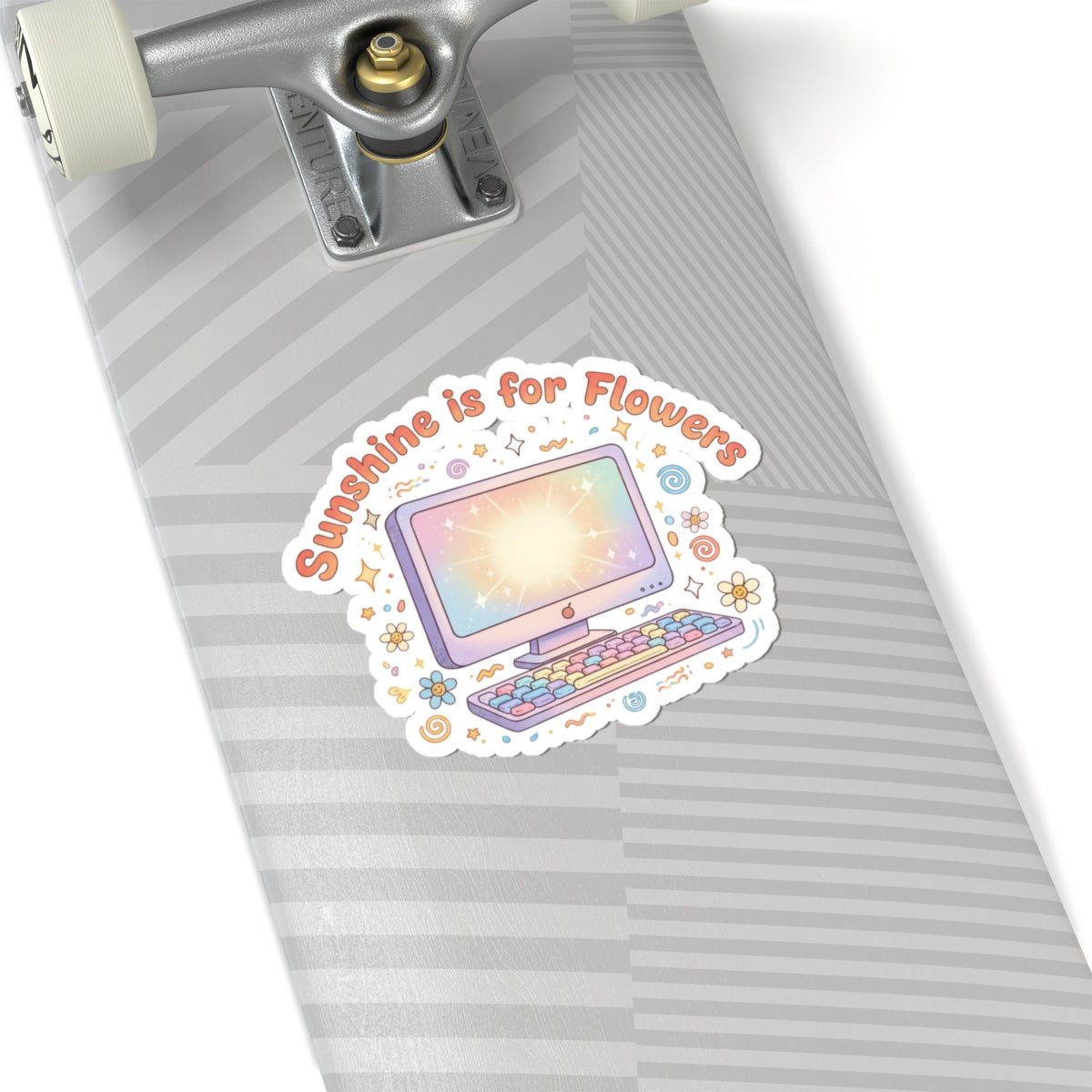Sunshine Is for Flowers Kiss-Cut Sticker — Pastel Computer Floral Laptop Decal