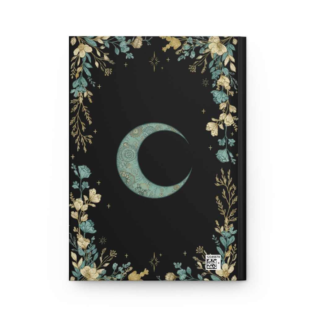 Ghostly Visions Black Hardcover Journal — Lined Paranormal Moon Notebook
