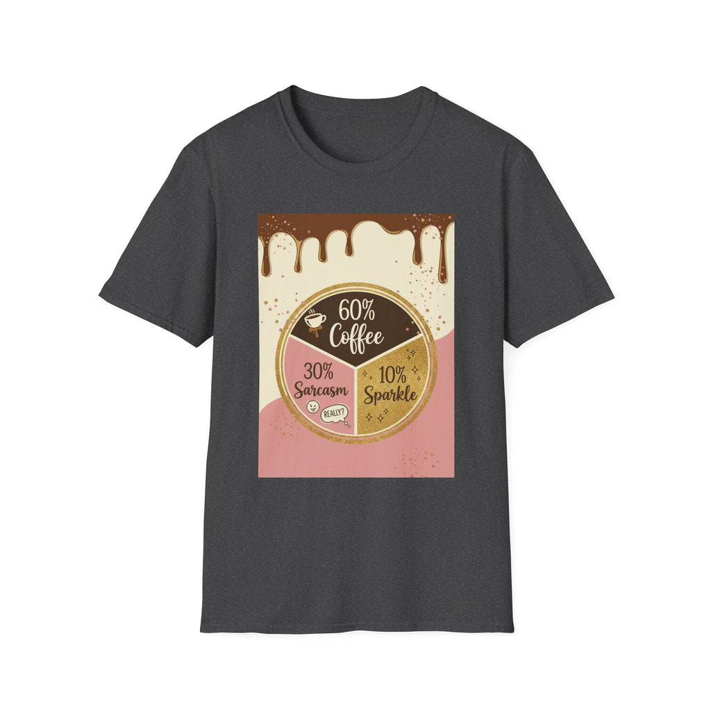 Coffee Pie Chart T‑Shirt — 60% Coffee, 30% Sarcasm, 10% Sparkle Graphic Tee
