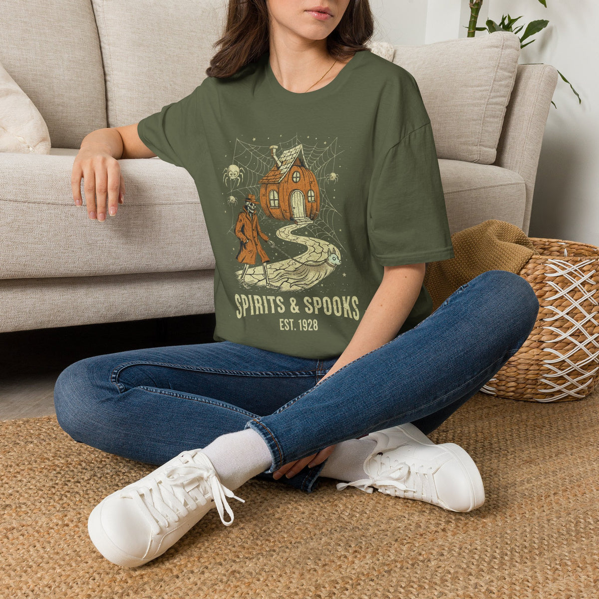 Halloween Pumpkin House T-Shirt — "Spirits & Spooks" Vintage Haunted Tee