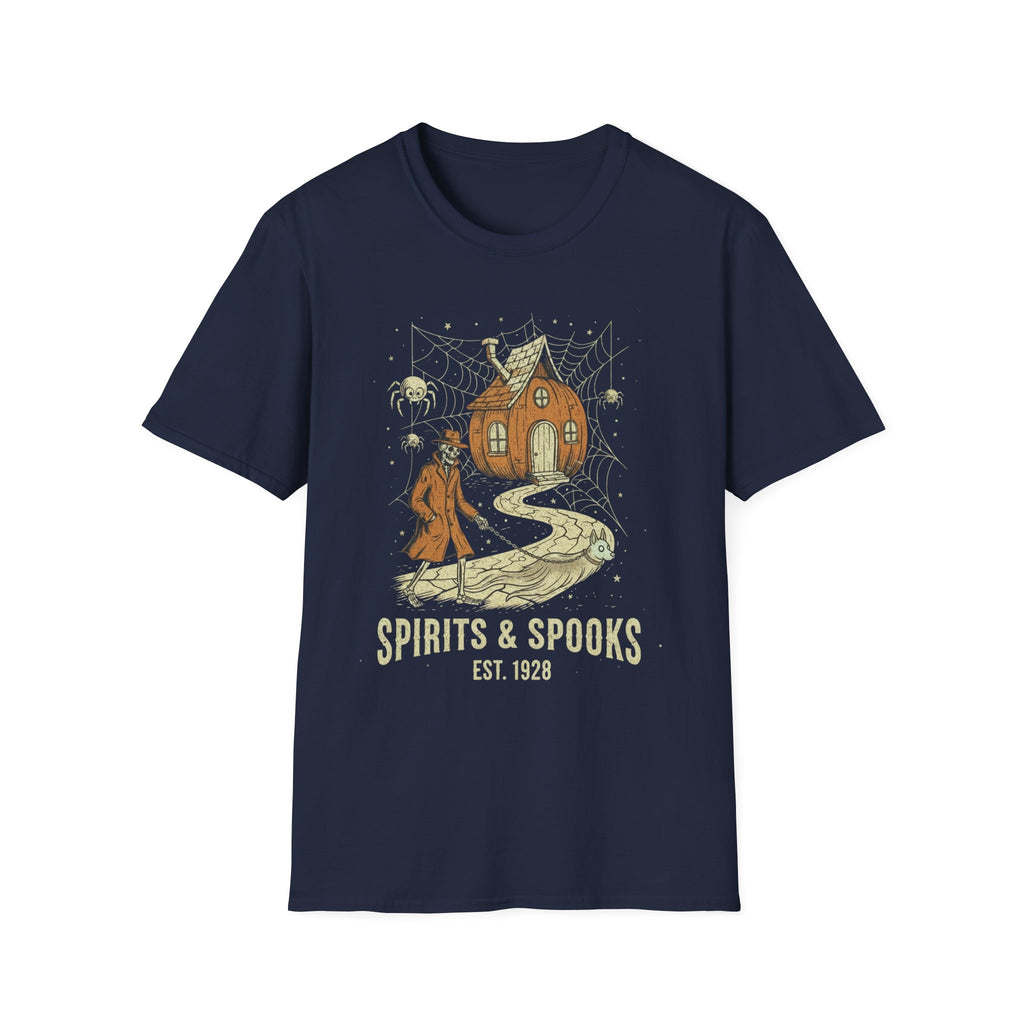 Halloween Pumpkin House T-Shirt — "Spirits & Spooks" Vintage Haunted Tee