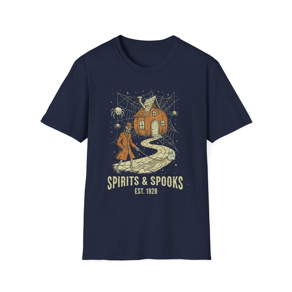 Halloween Pumpkin House T-Shirt — "Spirits & Spooks" Vintage Haunted Tee