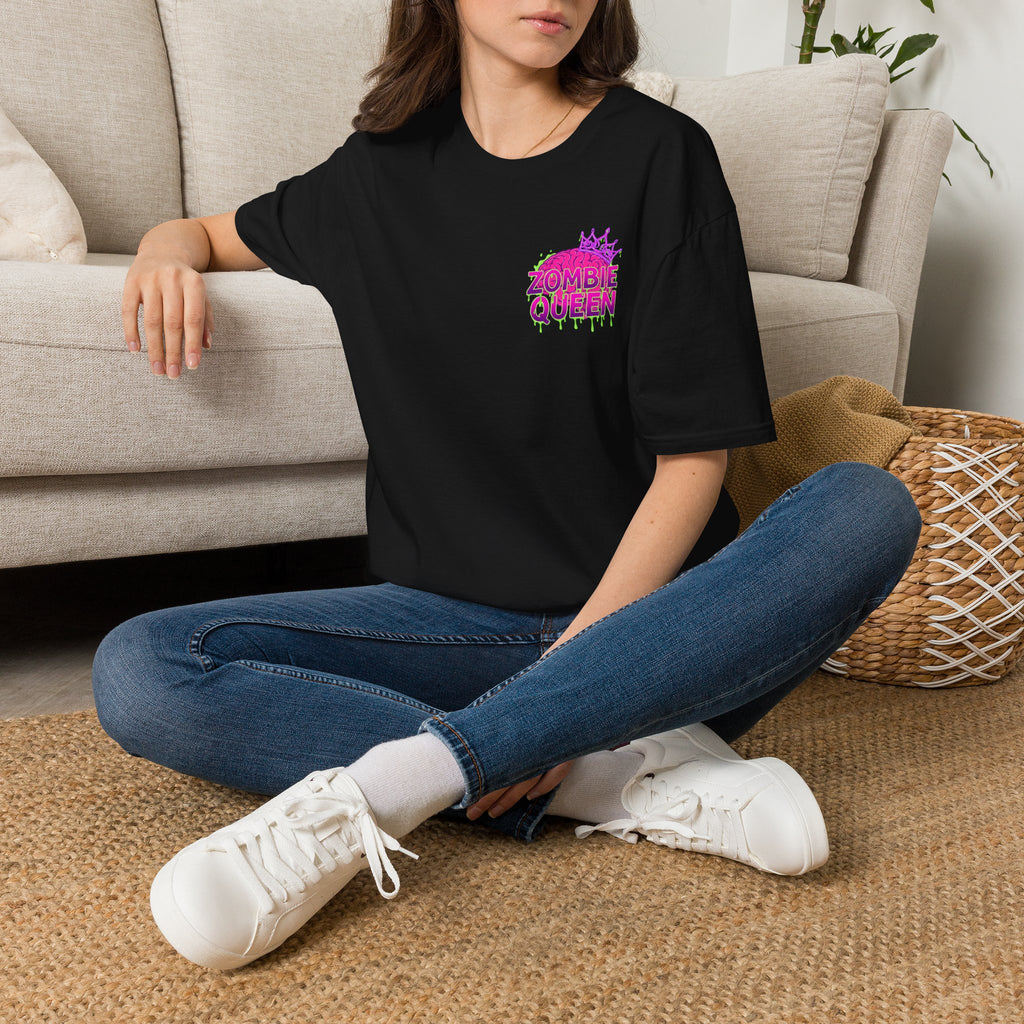 Zombie Queen T-Shirt — Neon Pink Drip Graphic Tee for Halloween & Horror Fans