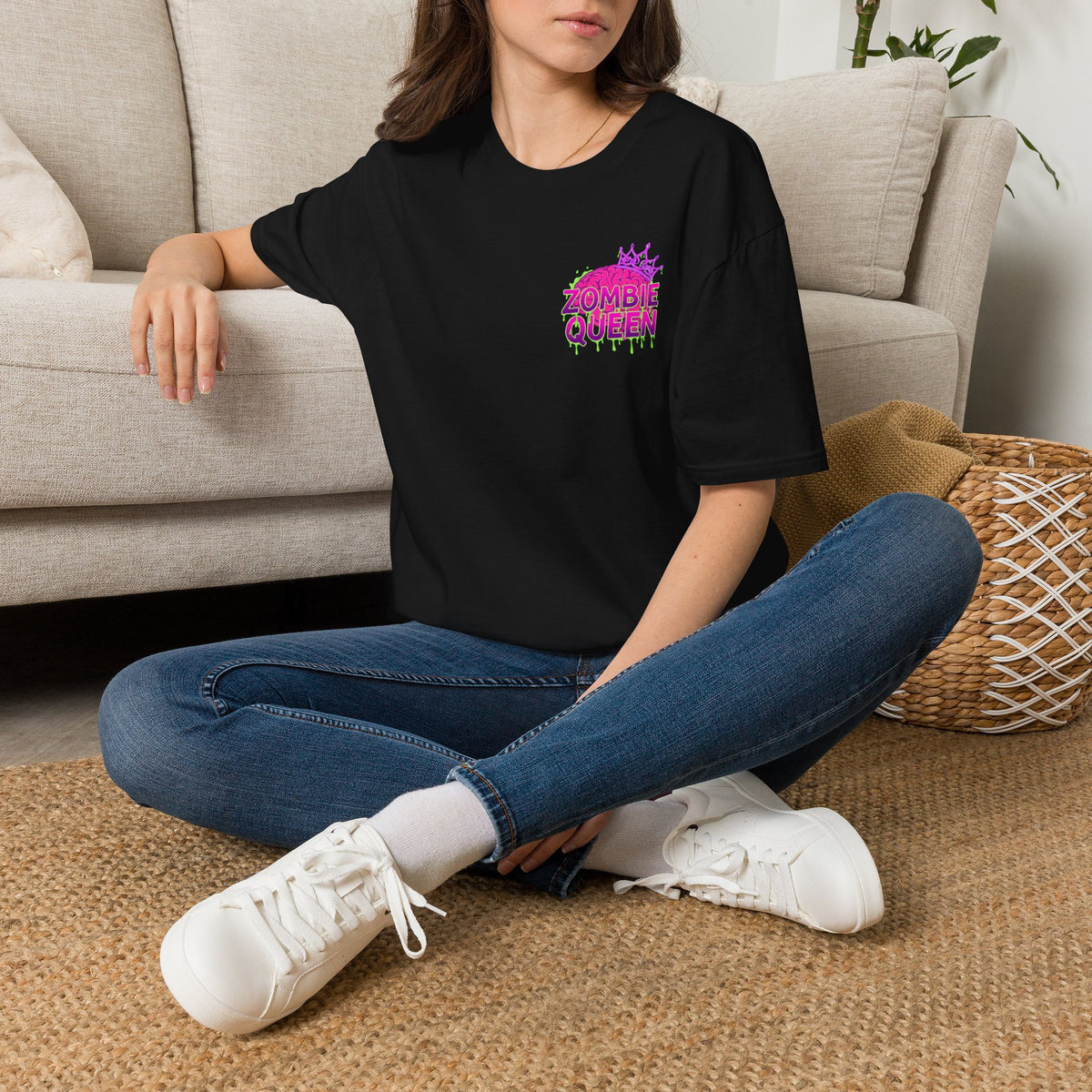 Zombie Queen T-Shirt — Neon Pink Drip Graphic Tee for Halloween & Horror Fans