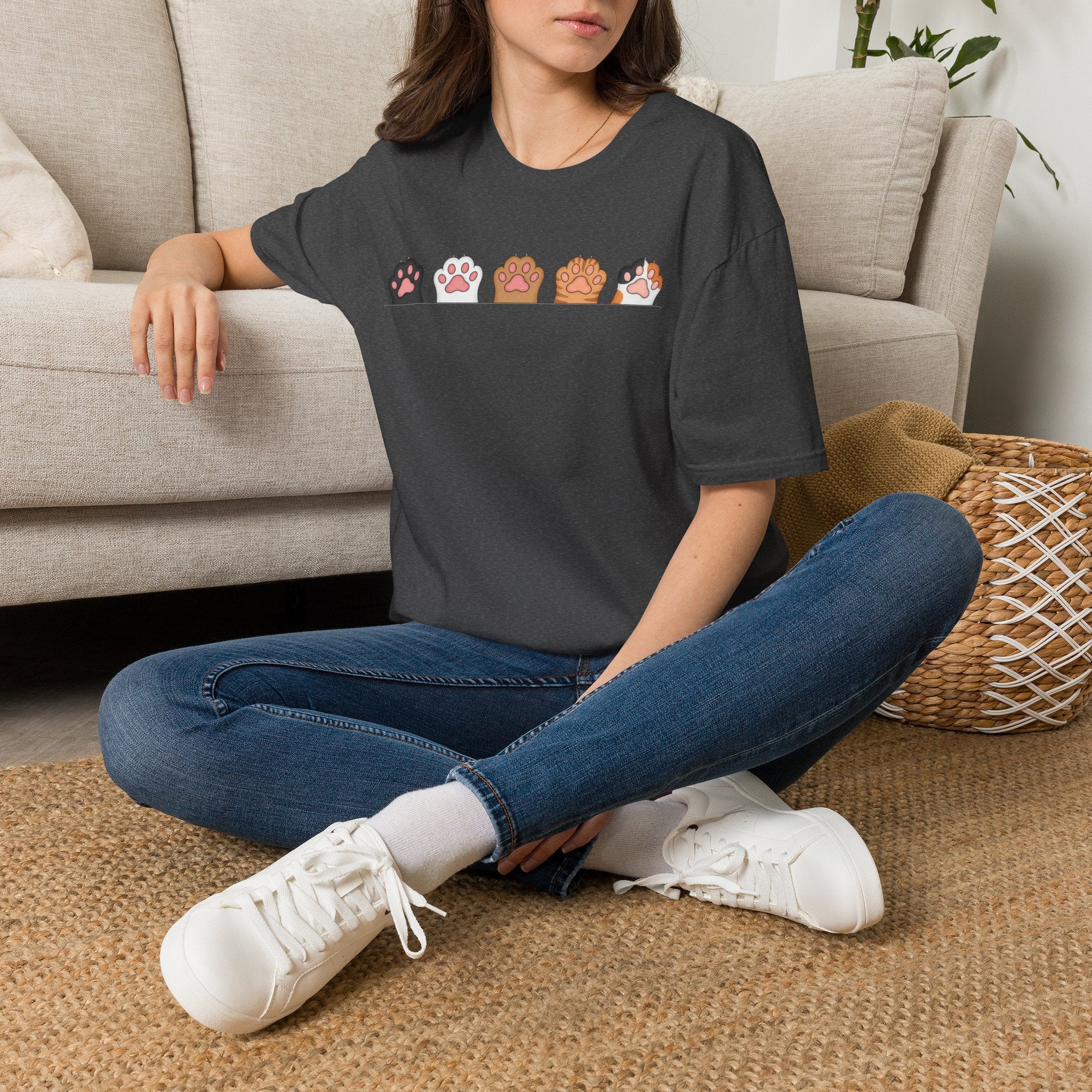 Cat Paw T-Shirt — Cute Multicolor Cat Paw Print Graphic Tee