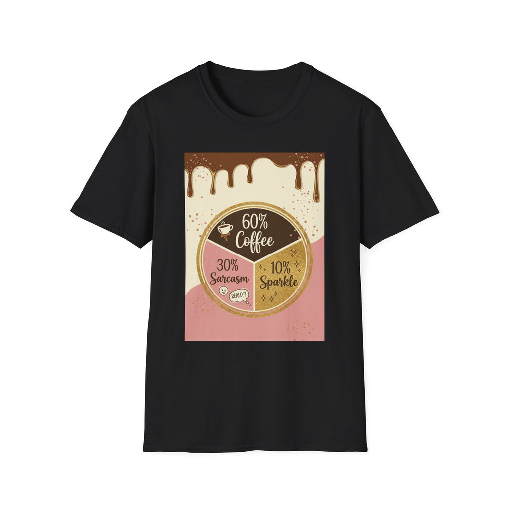 Coffee Pie Chart T‑Shirt — 60% Coffee, 30% Sarcasm, 10% Sparkle Graphic Tee