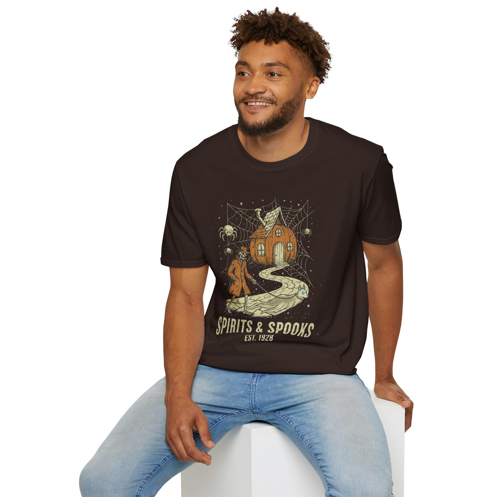 Halloween Pumpkin House T-Shirt — "Spirits & Spooks" Vintage Haunted Tee