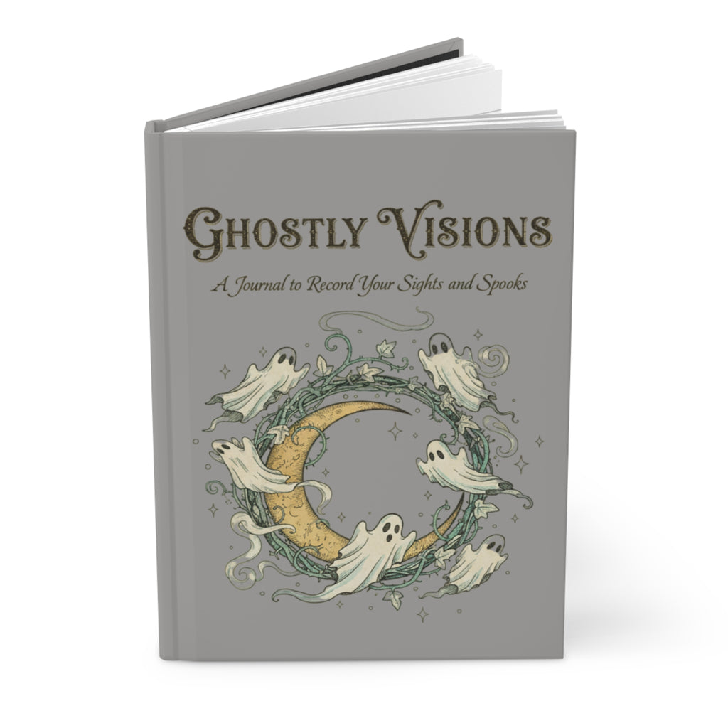 Ghostly Visions Hardcover Journal — Lined Spooky Moon & Ghosts Notebook for Halloween, Gothic Journaling, Paranormal Notes