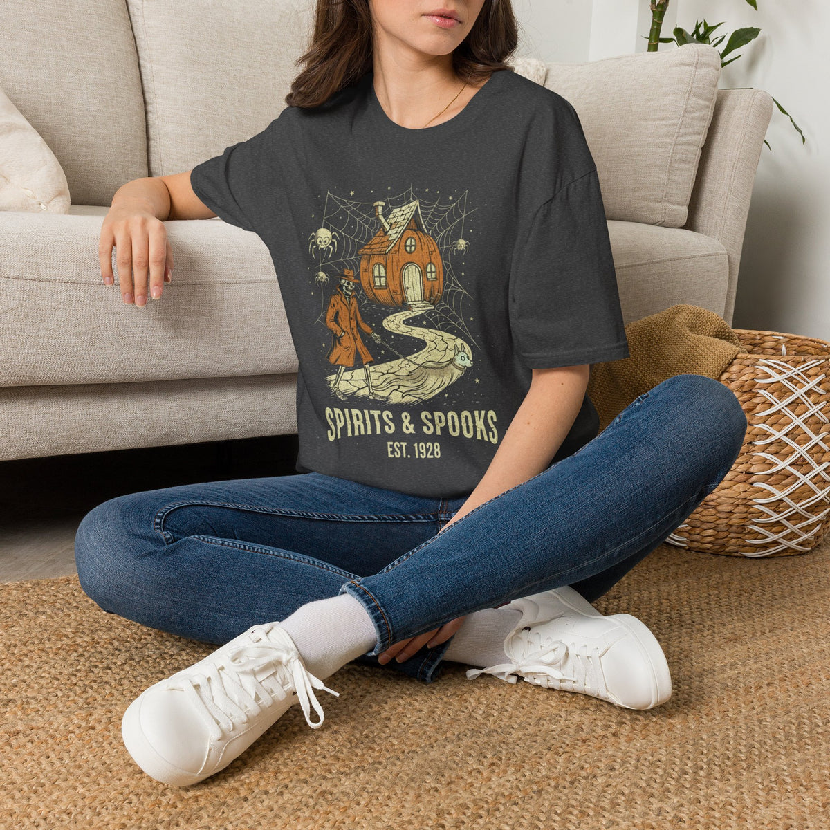Halloween Pumpkin House T-Shirt — "Spirits & Spooks" Vintage Haunted Tee