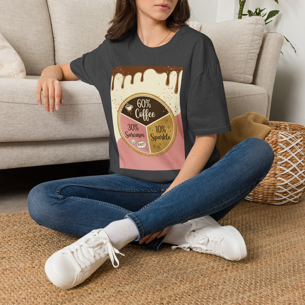 Coffee Pie Chart T‑Shirt — 60% Coffee, 30% Sarcasm, 10% Sparkle Graphic Tee