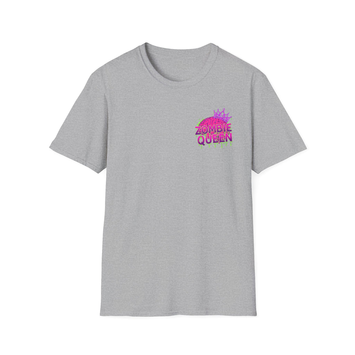 Zombie Queen T-Shirt — Neon Pink Drip Graphic Tee for Halloween & Horror Fans