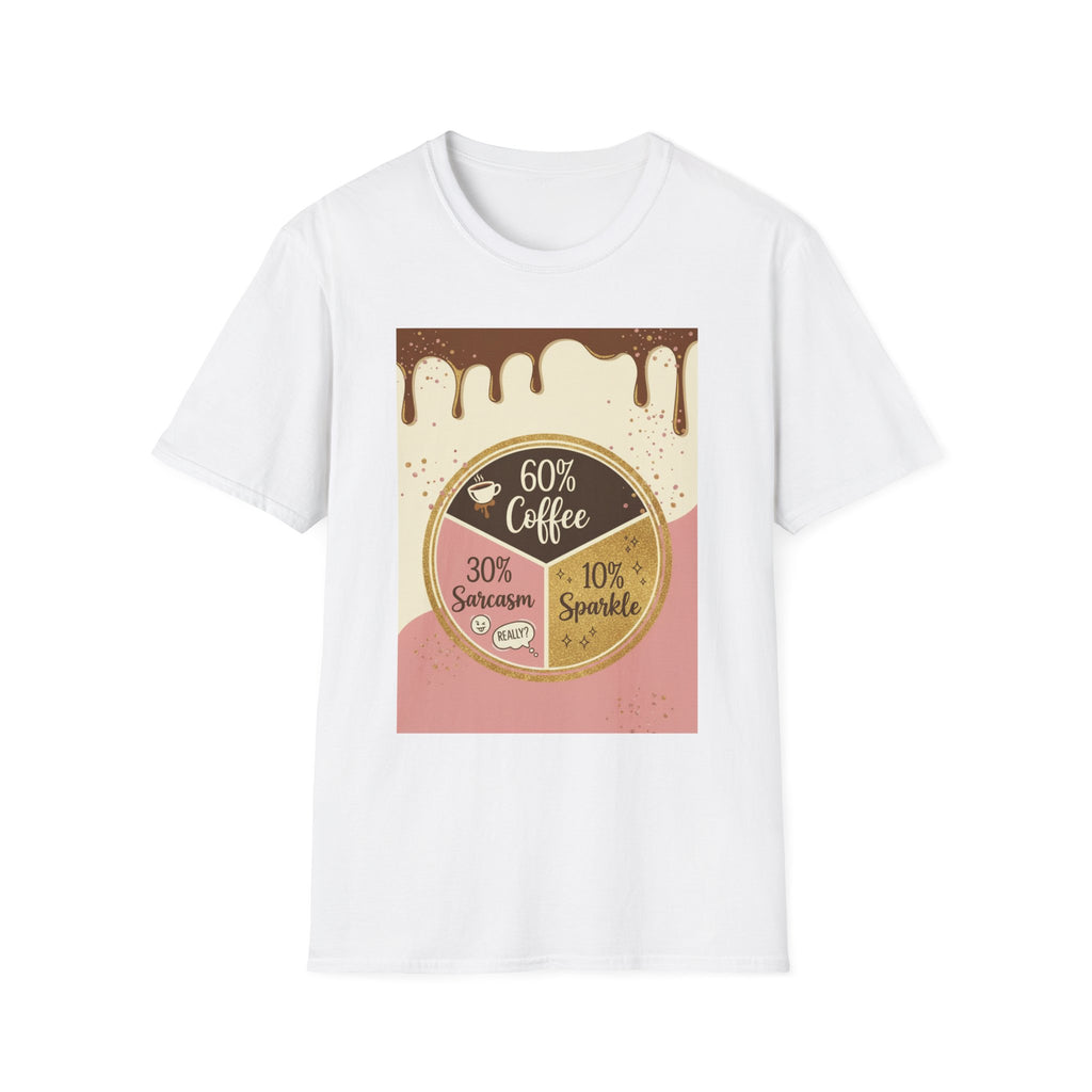 Coffee Pie Chart T‑Shirt — 60% Coffee, 30% Sarcasm, 10% Sparkle Graphic Tee