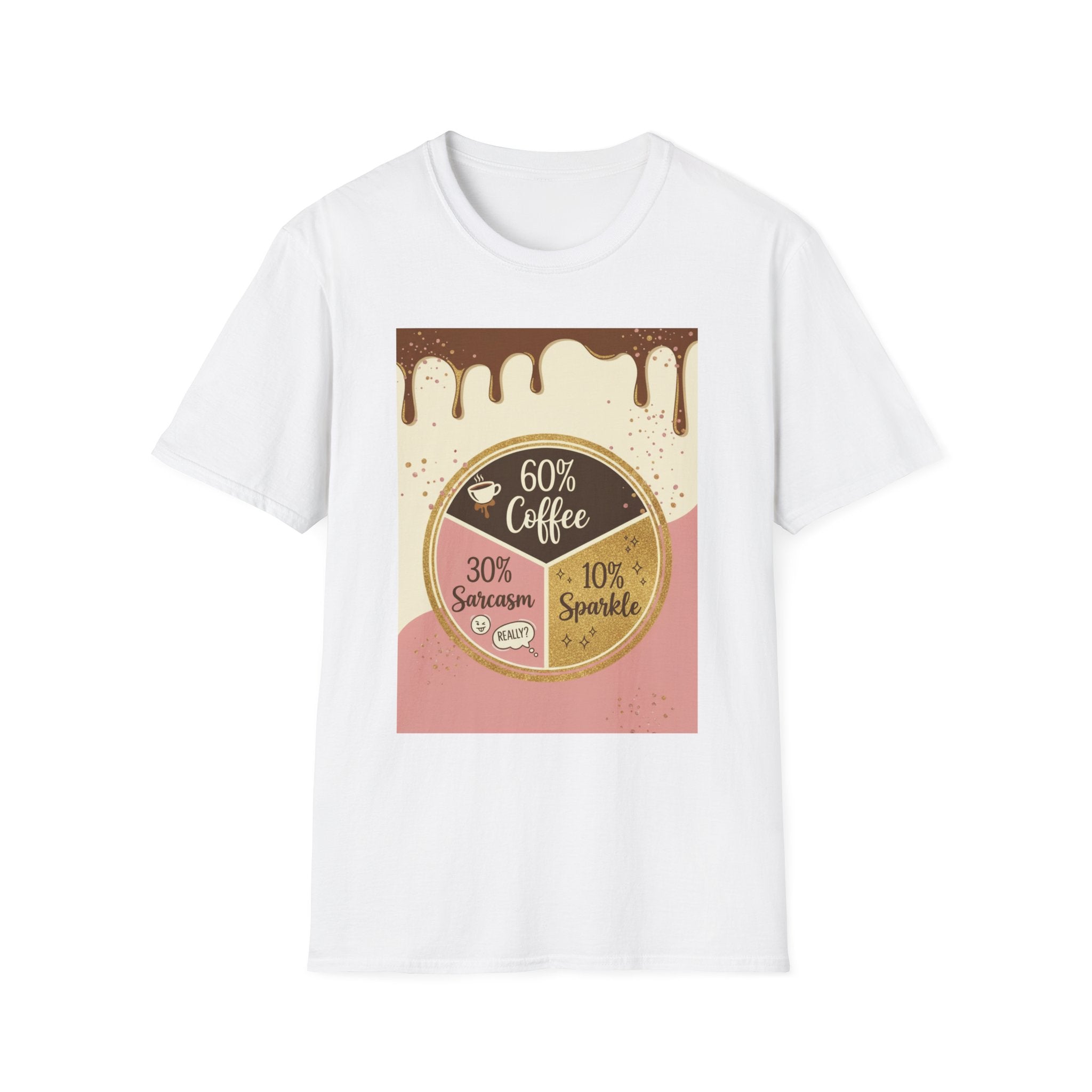 Coffee Pie Chart T‑Shirt — 60% Coffee, 30% Sarcasm, 10% Sparkle Graphic Tee