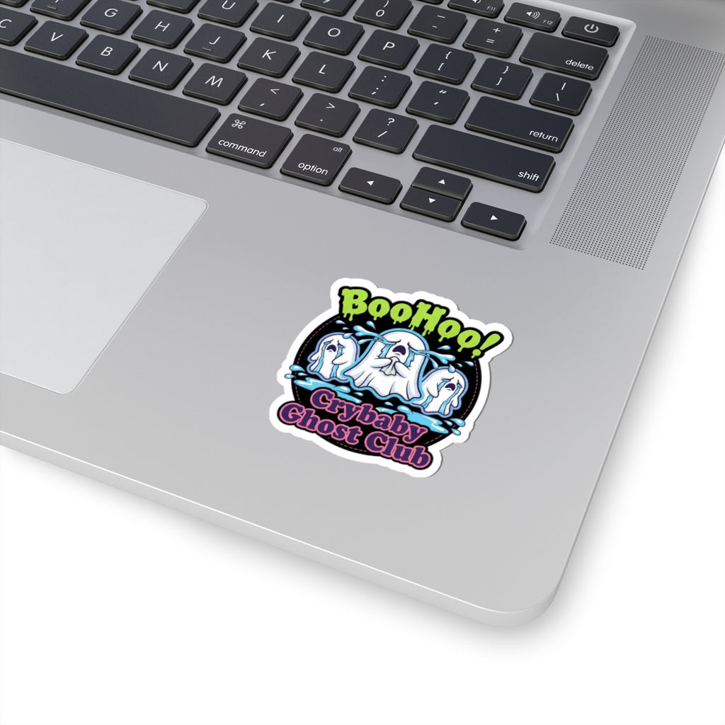 Crybaby Ghost Club Kiss-Cut Sticker — 'BooHoo!' Cute Spooky Laptop Decal