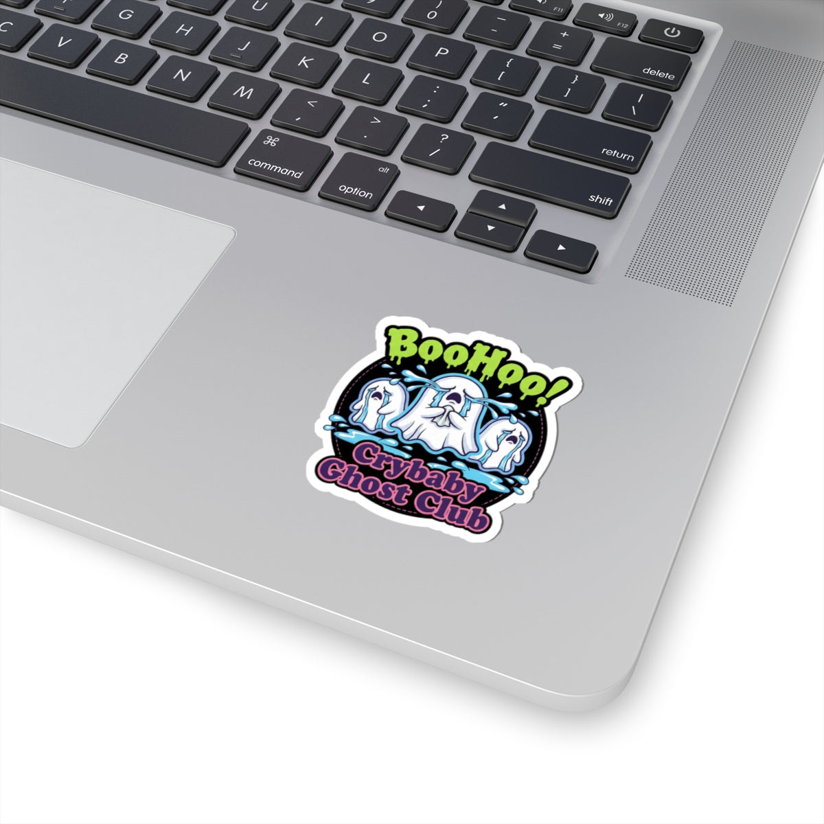 Crybaby Ghost Club Kiss-Cut Sticker — 'BooHoo!' Cute Spooky Laptop Decal