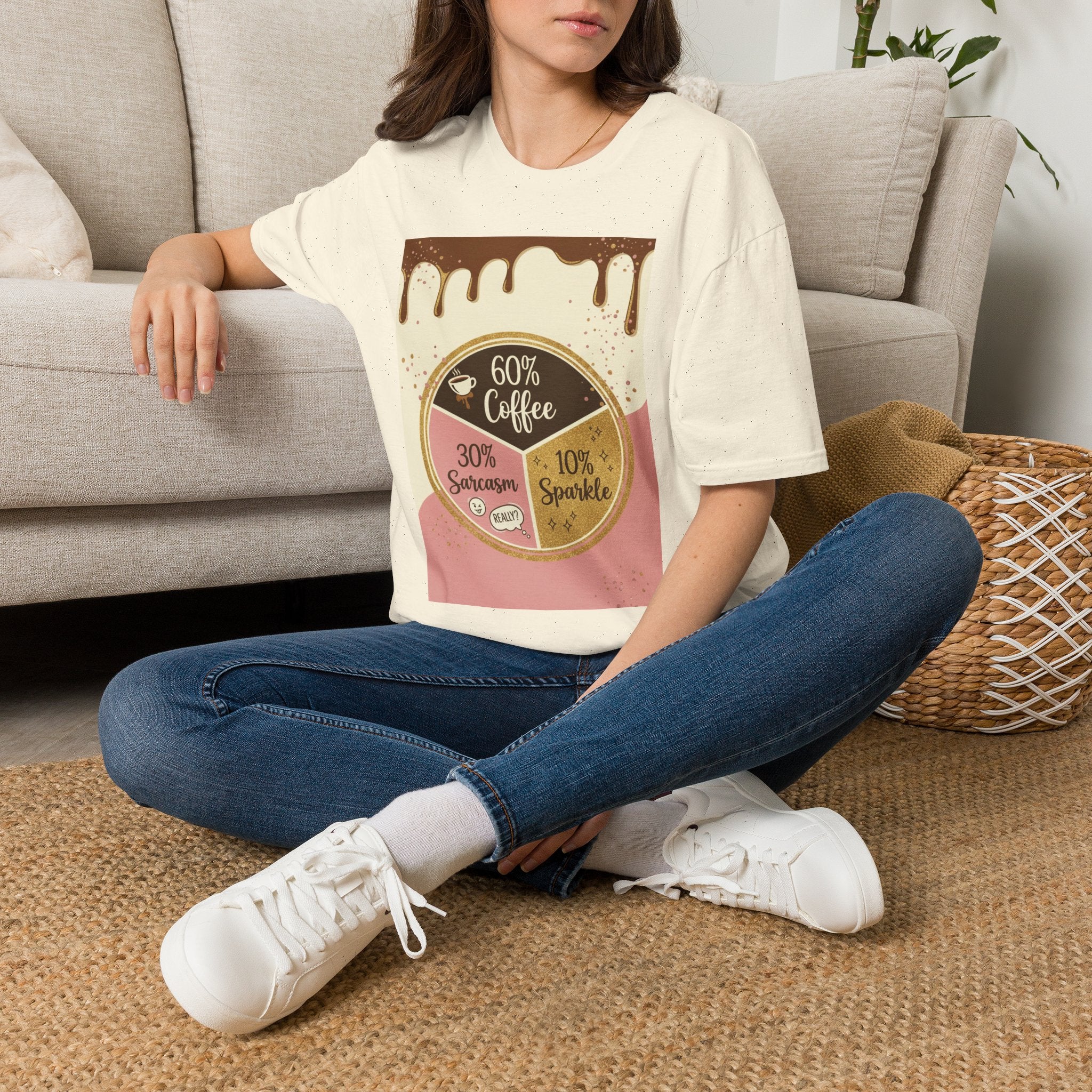Coffee Pie Chart T‑Shirt — 60% Coffee, 30% Sarcasm, 10% Sparkle Graphic Tee