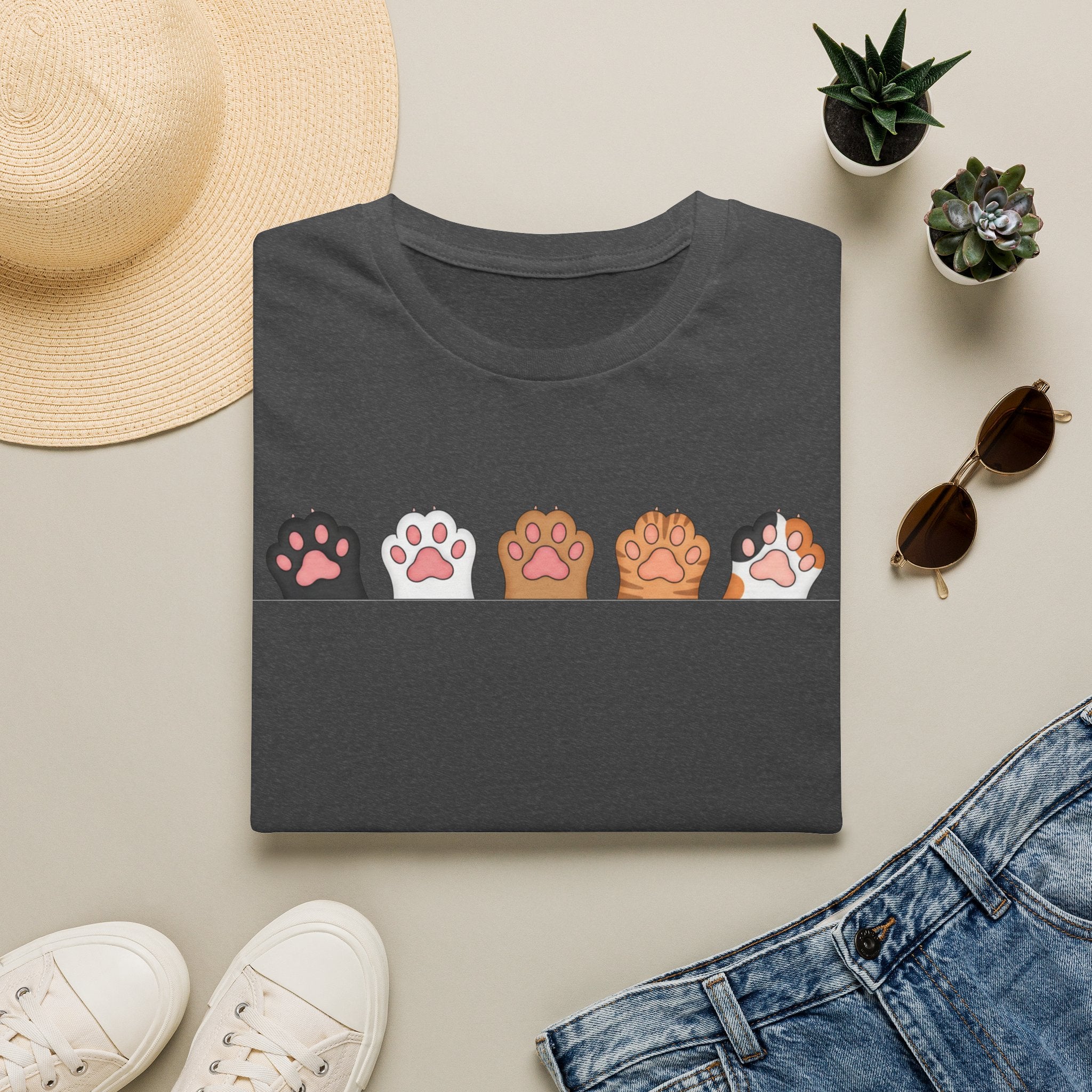 Cat Paw T-Shirt — Cute Multicolor Cat Paw Print Graphic Tee