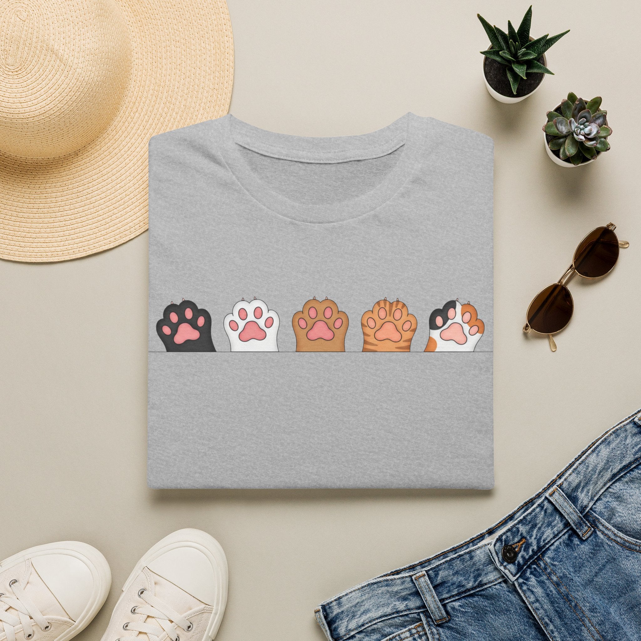 Cat Paw T-Shirt — Cute Multicolor Cat Paw Print Graphic Tee