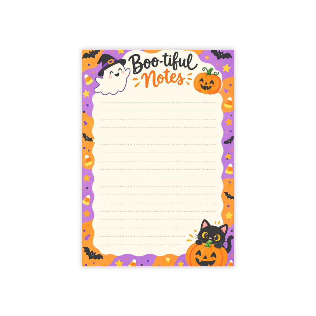 Boo-tiful Notes Halloween Notepad — Lined Ghost, Cat & Pumpkin Memo Pads