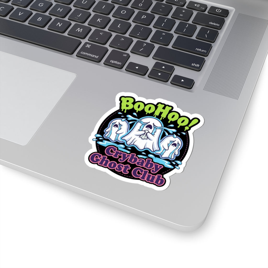 Crybaby Ghost Club Kiss-Cut Sticker — 'BooHoo!' Cute Spooky Laptop Decal