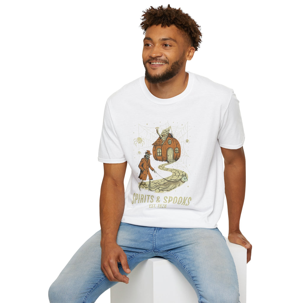 Halloween Pumpkin House T-Shirt — "Spirits & Spooks" Vintage Haunted Tee