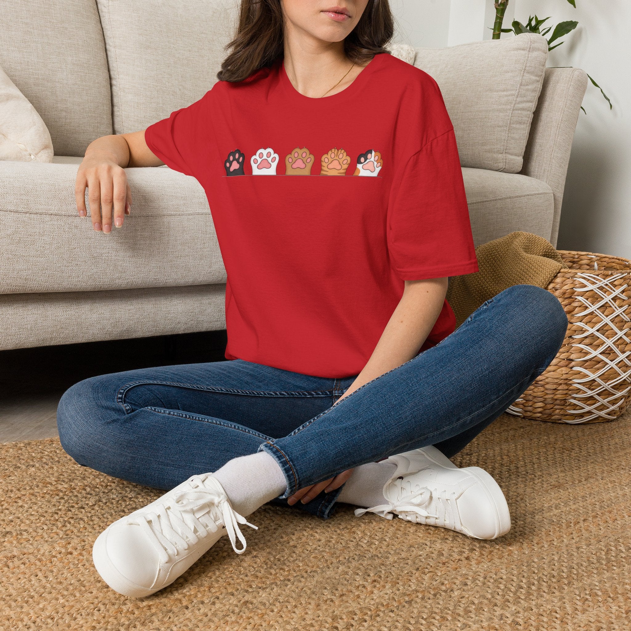 Cat Paw T-Shirt — Cute Multicolor Cat Paw Print Graphic Tee