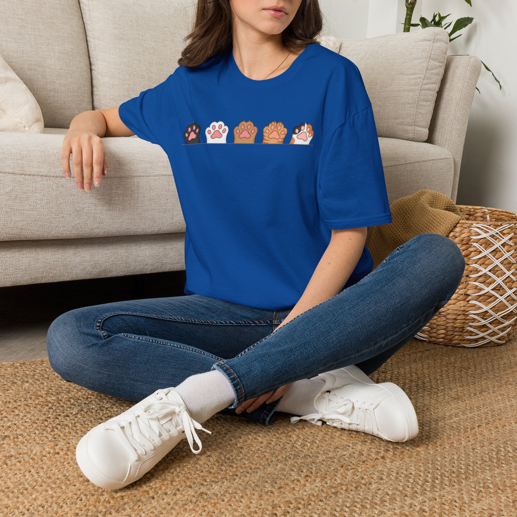 Cat Paw T-Shirt — Cute Multicolor Cat Paw Print Graphic Tee