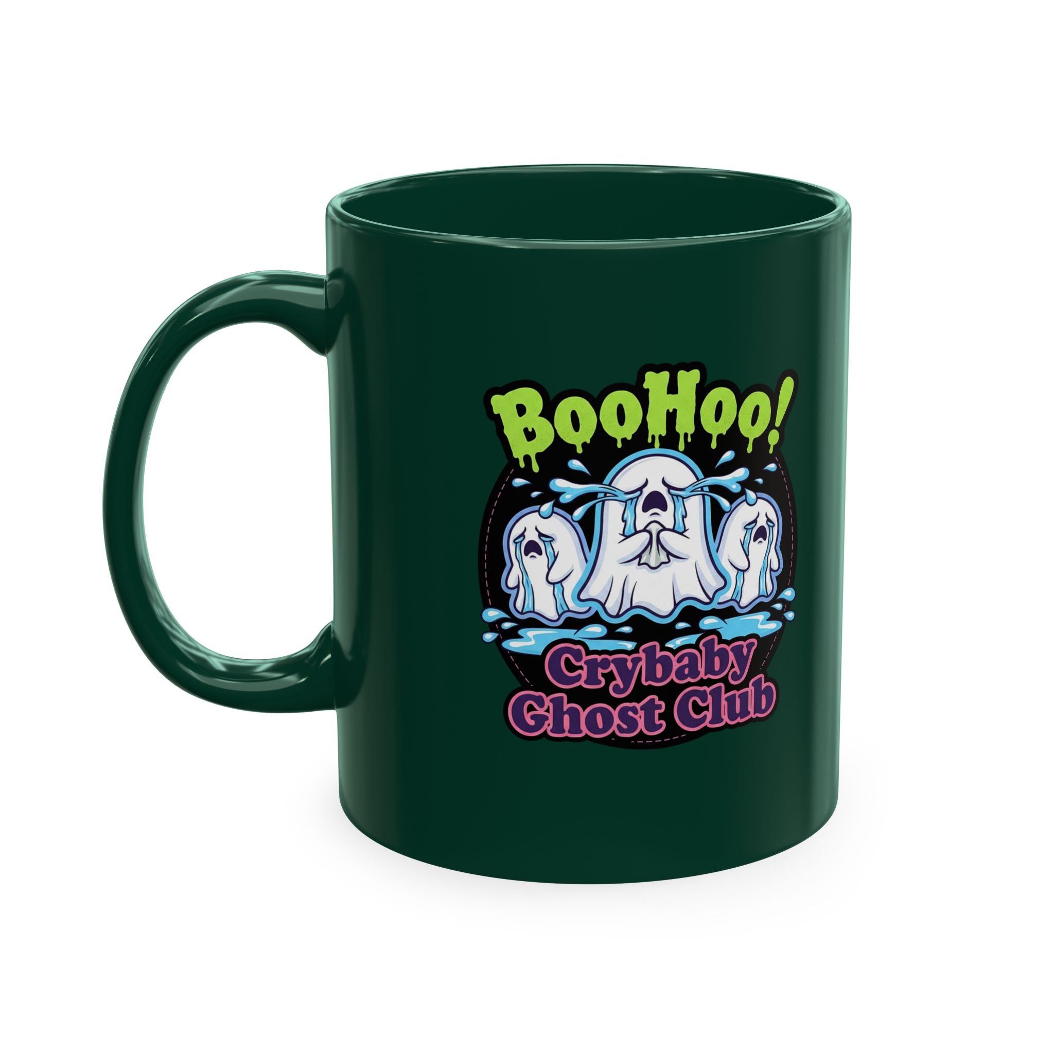 Ghost Club Mug — "Boo Hoo! Crybaby Ghost Club" Ceramic Coffee Cup