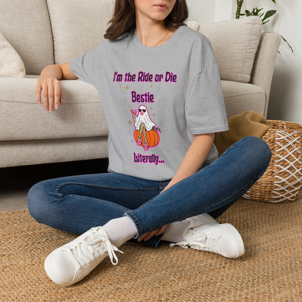 Ride or Die Bestie T-Shirt — Cute Ghost BFF Graphic Tee