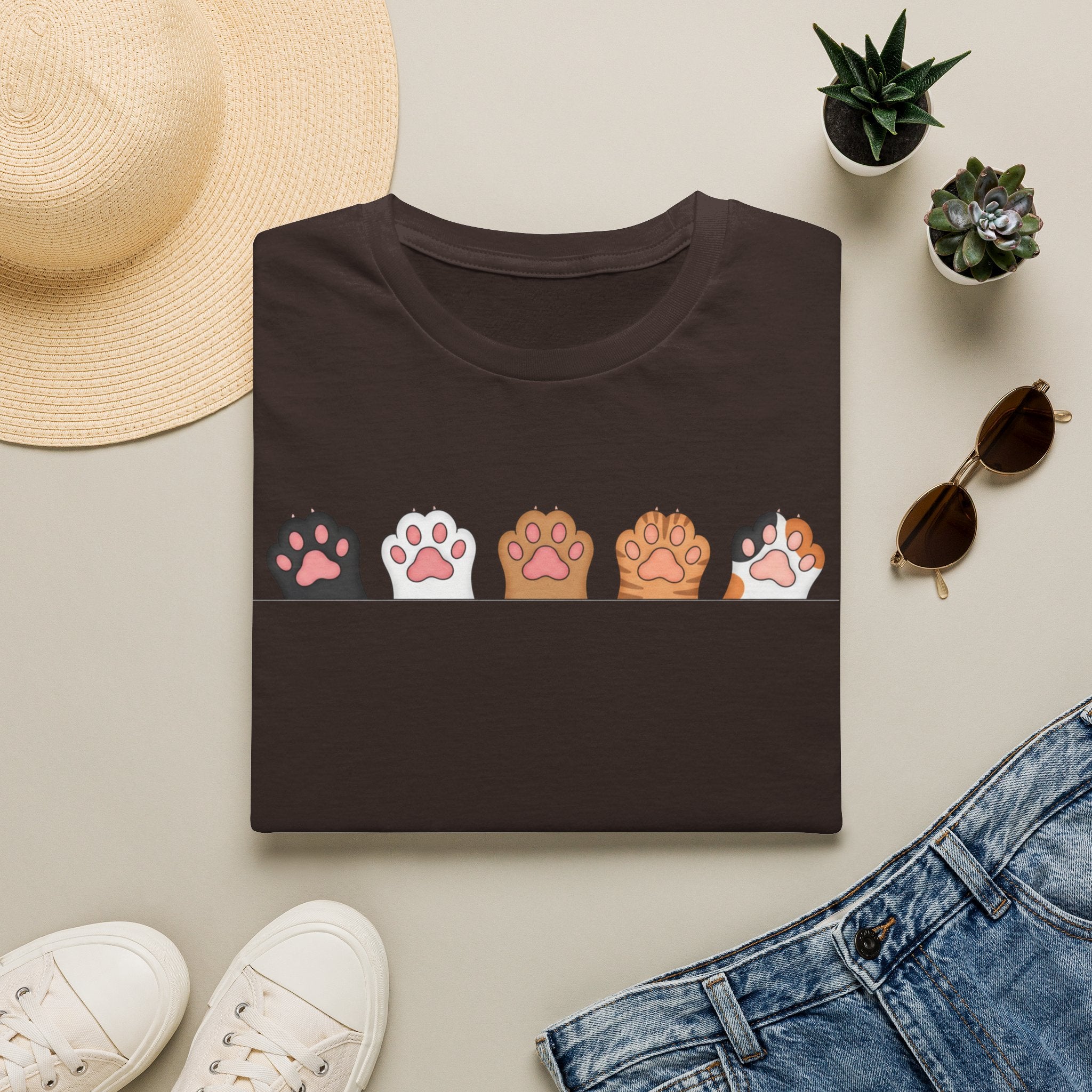 Cat Paw T-Shirt — Cute Multicolor Cat Paw Print Graphic Tee