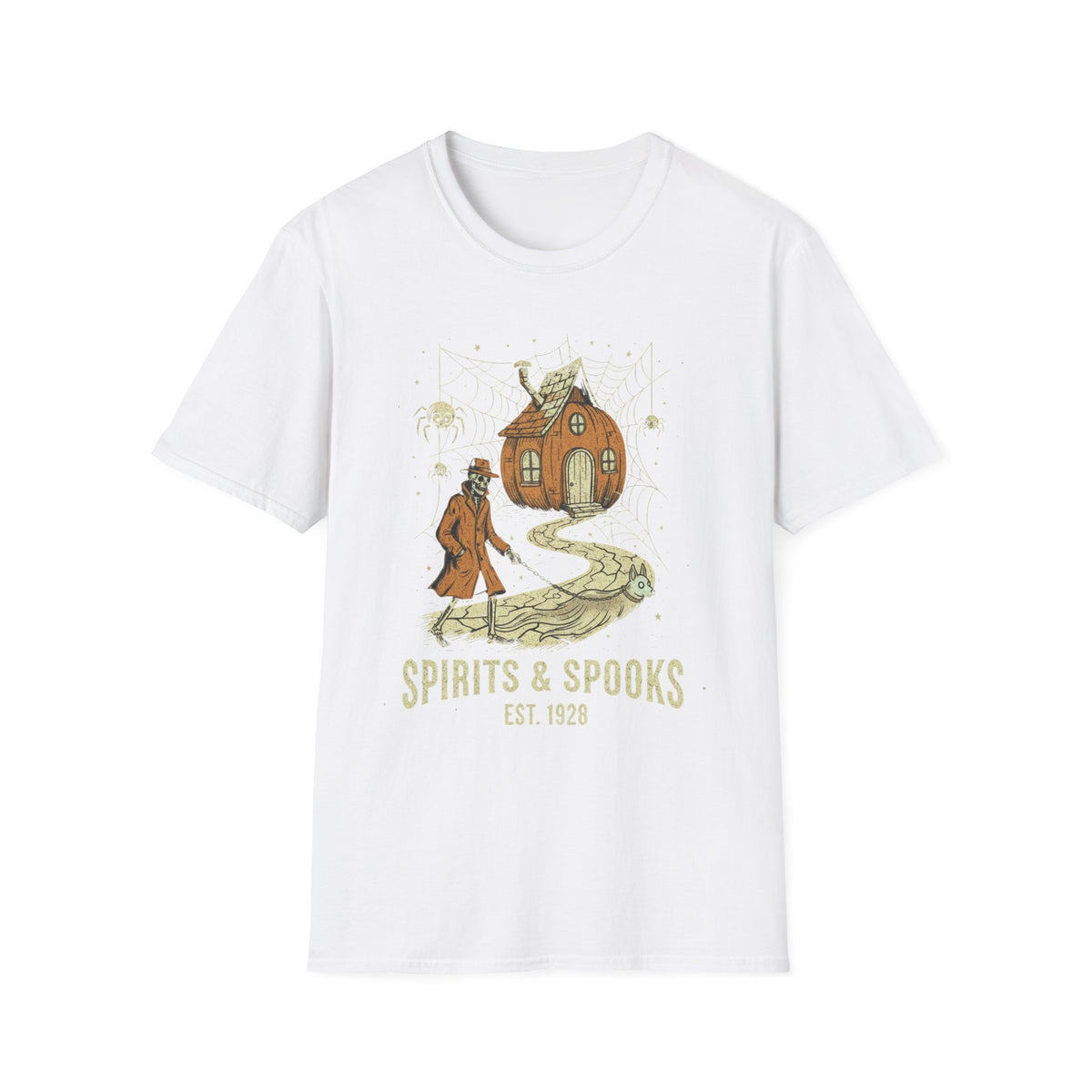 Halloween Pumpkin House T-Shirt — "Spirits & Spooks" Vintage Haunted Tee