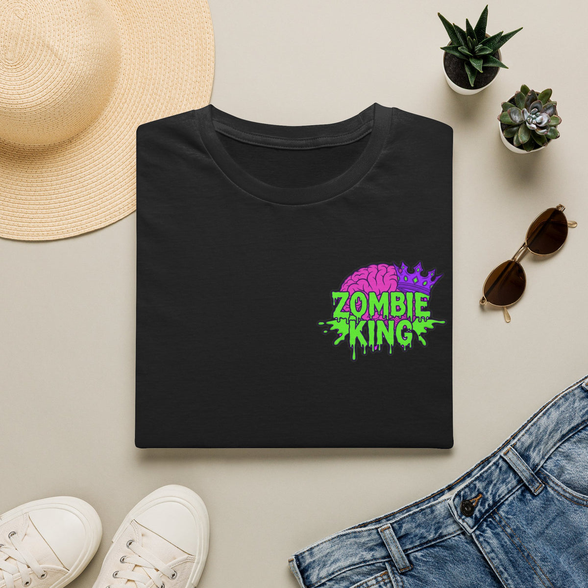 Zombie King T-Shirt — Retro Neon Graphic Tee