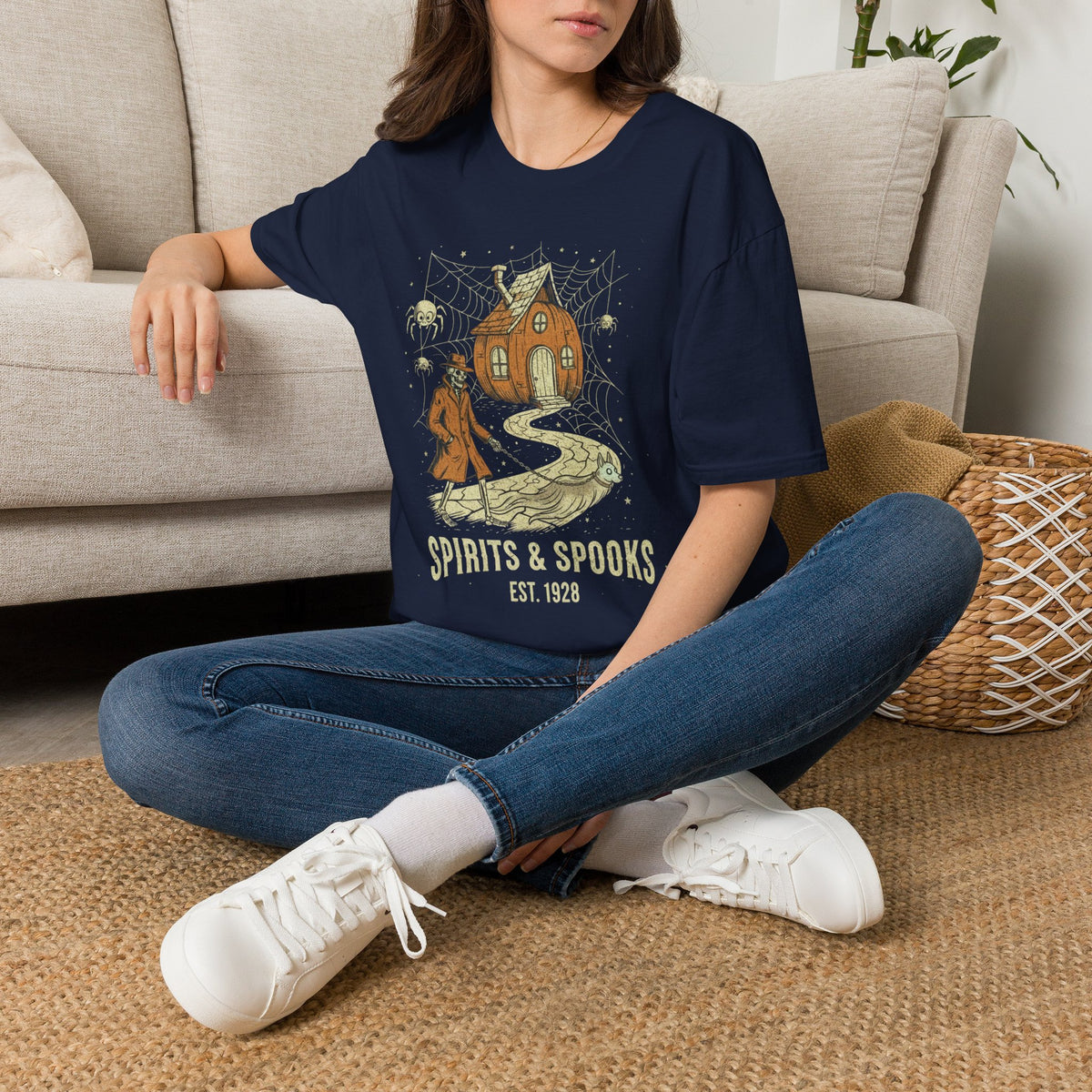 Halloween Pumpkin House T-Shirt — "Spirits & Spooks" Vintage Haunted Tee