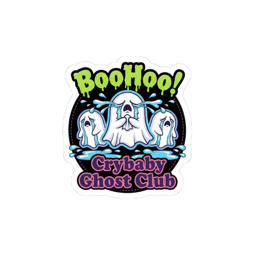 Crybaby Ghost Club Kiss-Cut Sticker — 'BooHoo!' Cute Spooky Laptop Decal