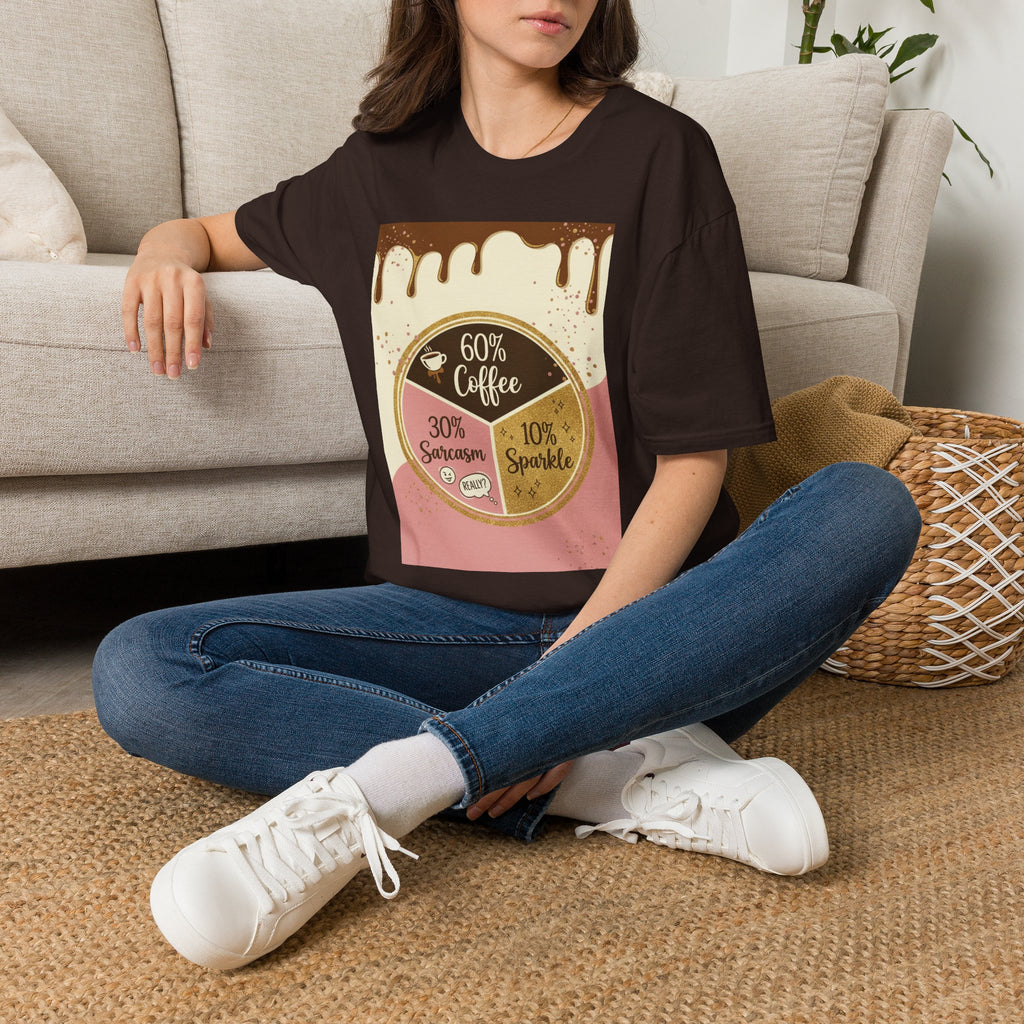 Coffee Pie Chart T‑Shirt — 60% Coffee, 30% Sarcasm, 10% Sparkle Graphic Tee