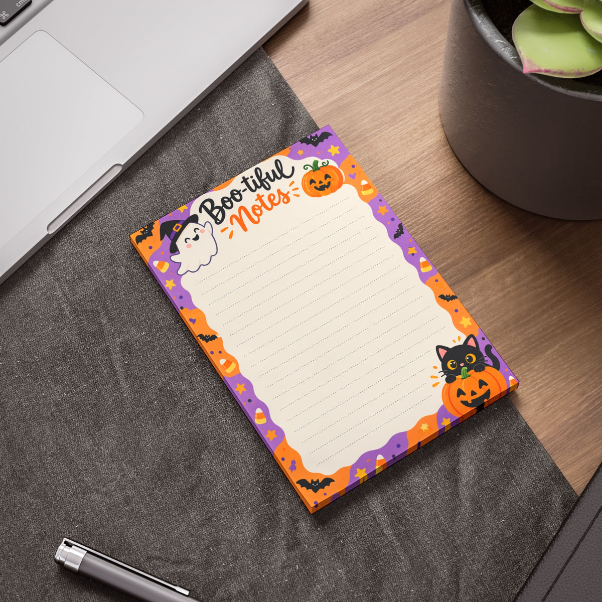 Boo-tiful Notes Halloween Notepad — Lined Ghost, Cat & Pumpkin Memo Pads