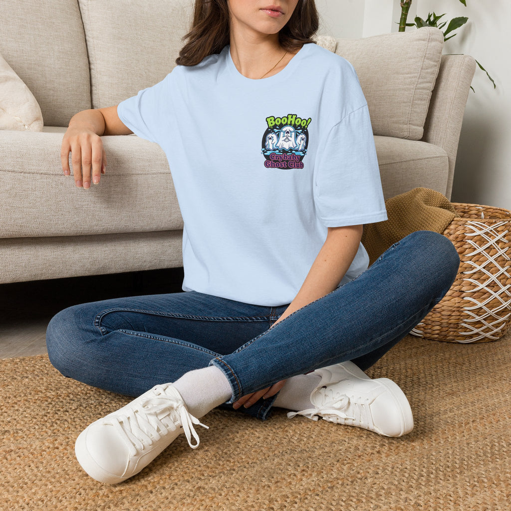 Ghost Club Tee — "BooHoo!" Haunted Crew Graphic T-Shirt