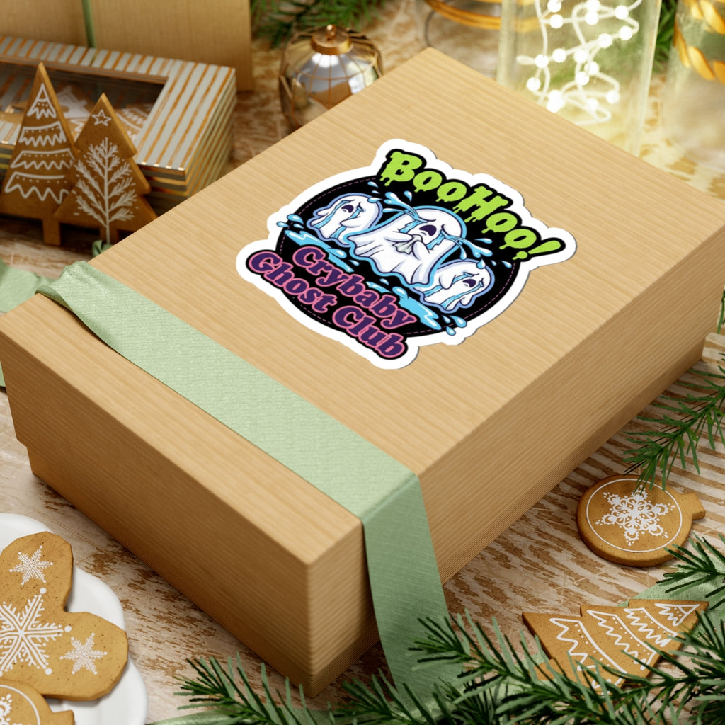Crybaby Ghost Club Kiss-Cut Sticker — 'BooHoo!' Cute Spooky Laptop Decal
