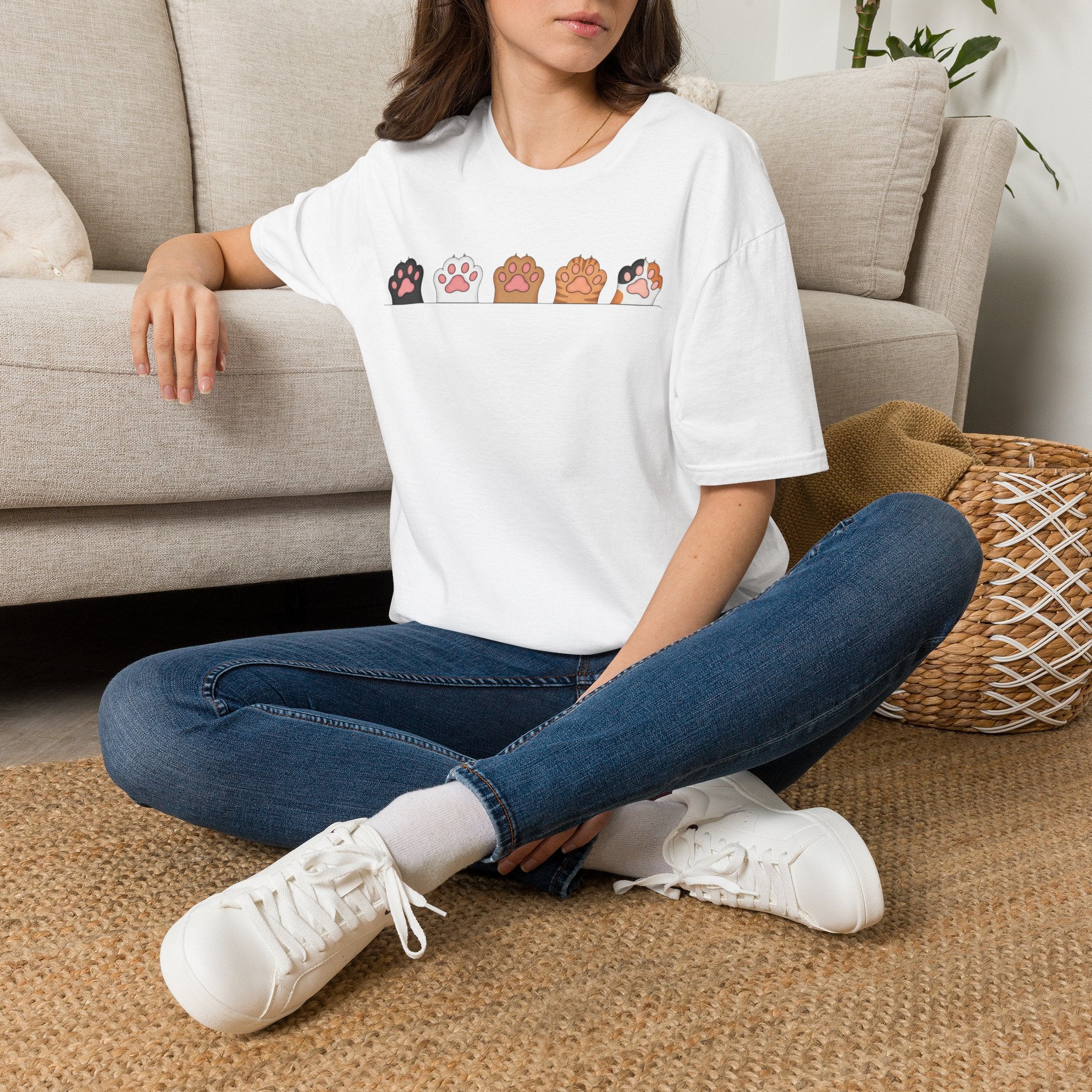 Cat Paw T-Shirt — Cute Multicolor Cat Paw Print Graphic Tee