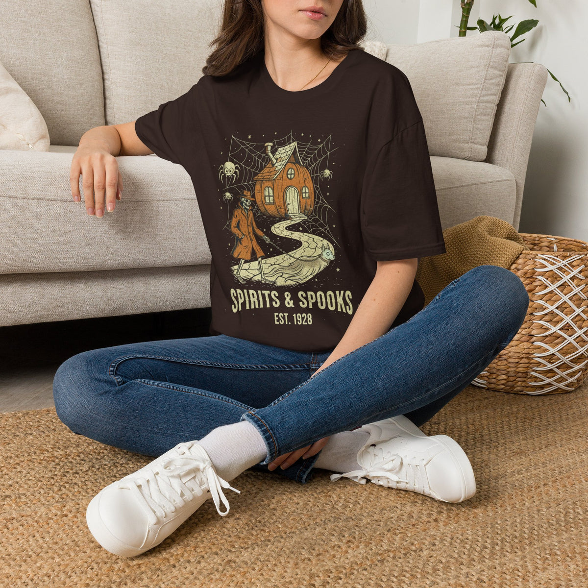 Halloween Pumpkin House T-Shirt — "Spirits & Spooks" Vintage Haunted Tee
