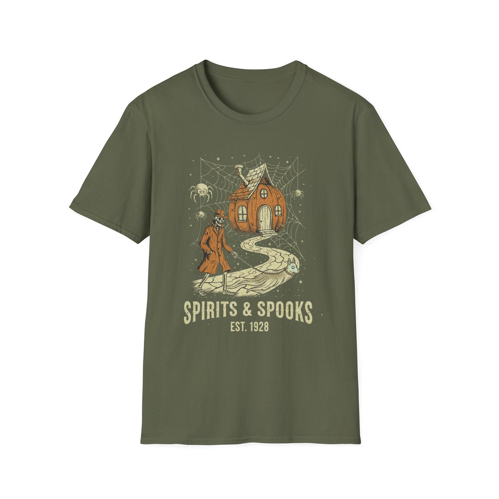 Halloween Pumpkin House T-Shirt — "Spirits & Spooks" Vintage Haunted Tee
