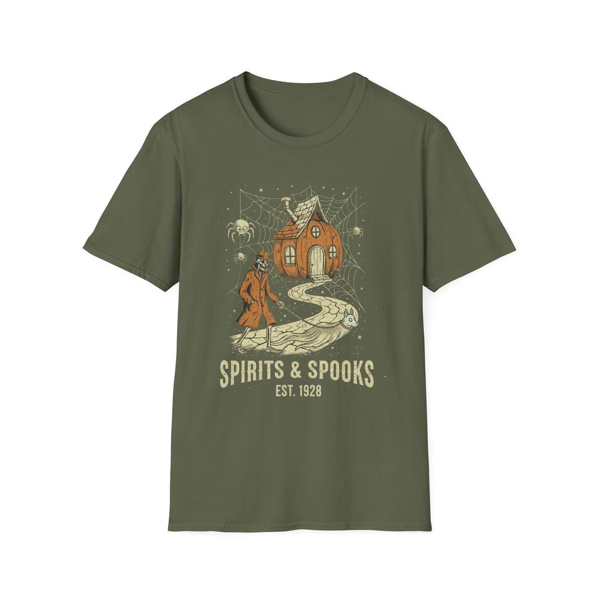 Halloween Pumpkin House T-Shirt — "Spirits & Spooks" Vintage Haunted Tee