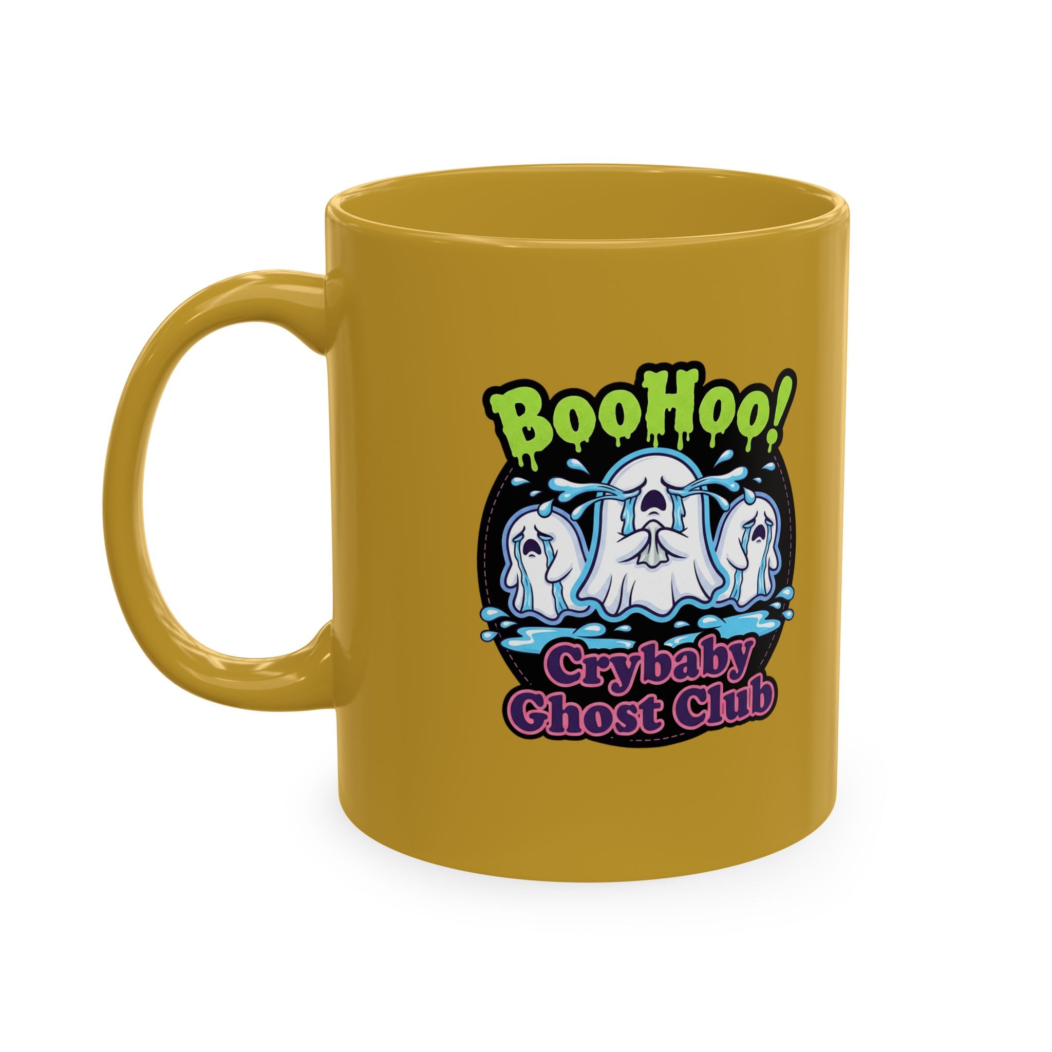 Ghost Club Mug — "Boo Hoo! Crybaby Ghost Club" Ceramic Coffee Cup