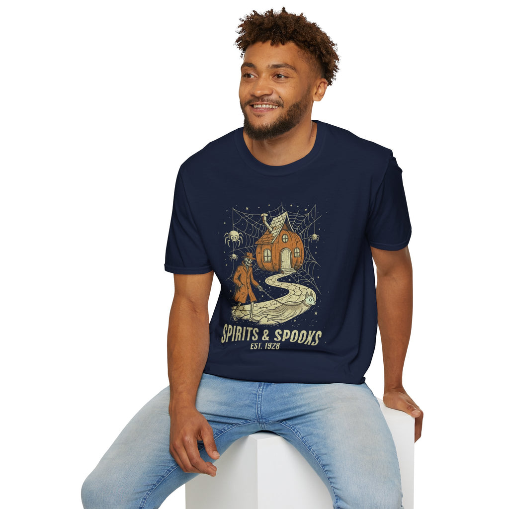 Halloween Pumpkin House T-Shirt — "Spirits & Spooks" Vintage Haunted Tee